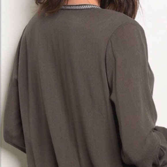 LAST 1❤️SHARP LONG SLEEVE RUFFLED OLIVE TUNIC TOP - Picture 4 of 8